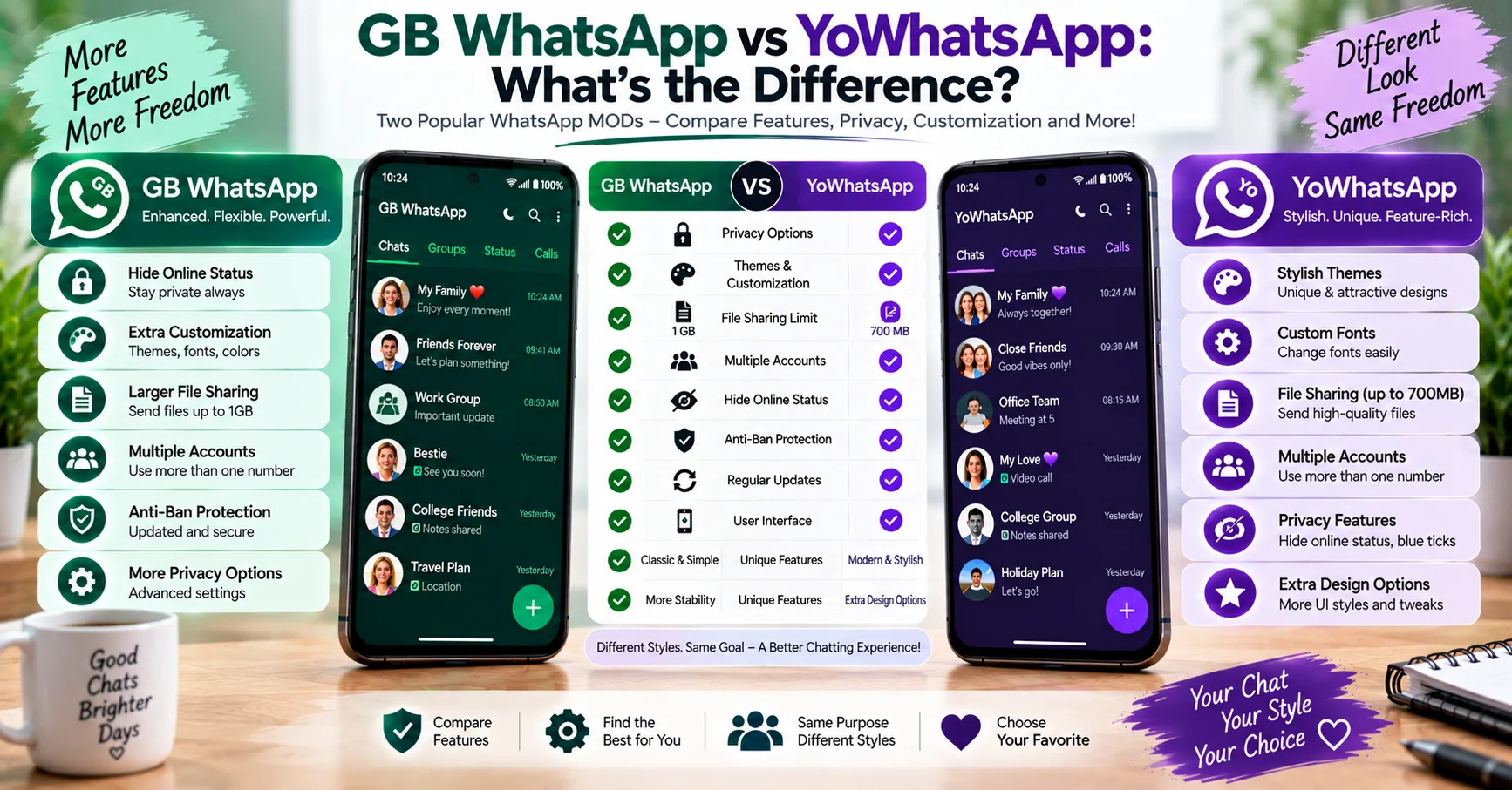 GB WhatsApp vs WhatsApp: Features and Differences guide visual